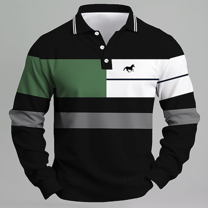 Golf Equipment For Sale - Kaos Polo Pria Bergaris dengan Logo